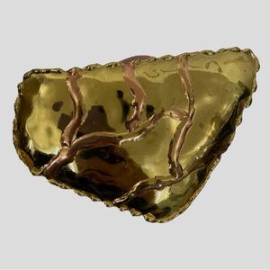 Vintage Gold Metal Florelle Modern Brutalist Funky Unique Belt Buckle